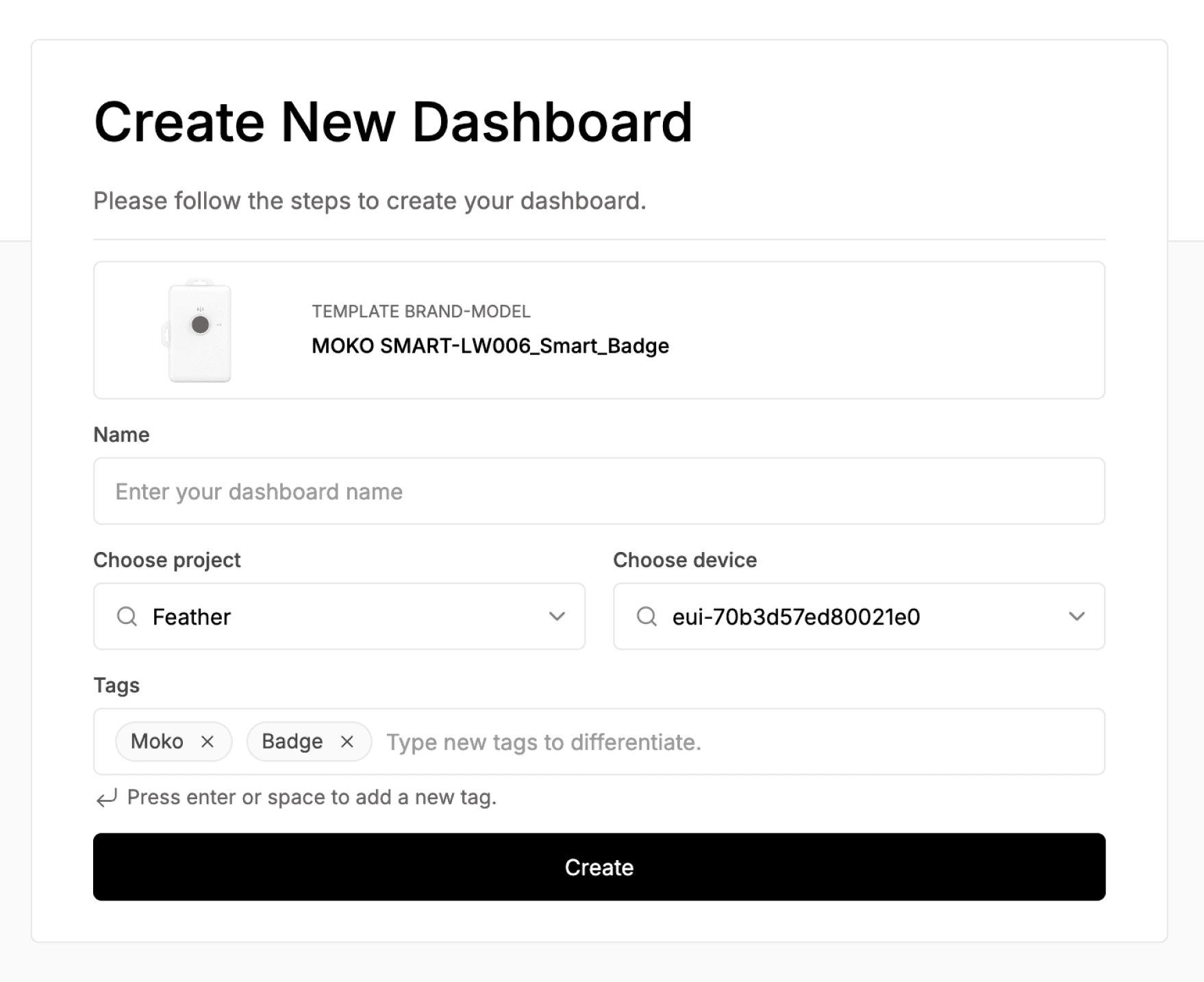 Dashboard template