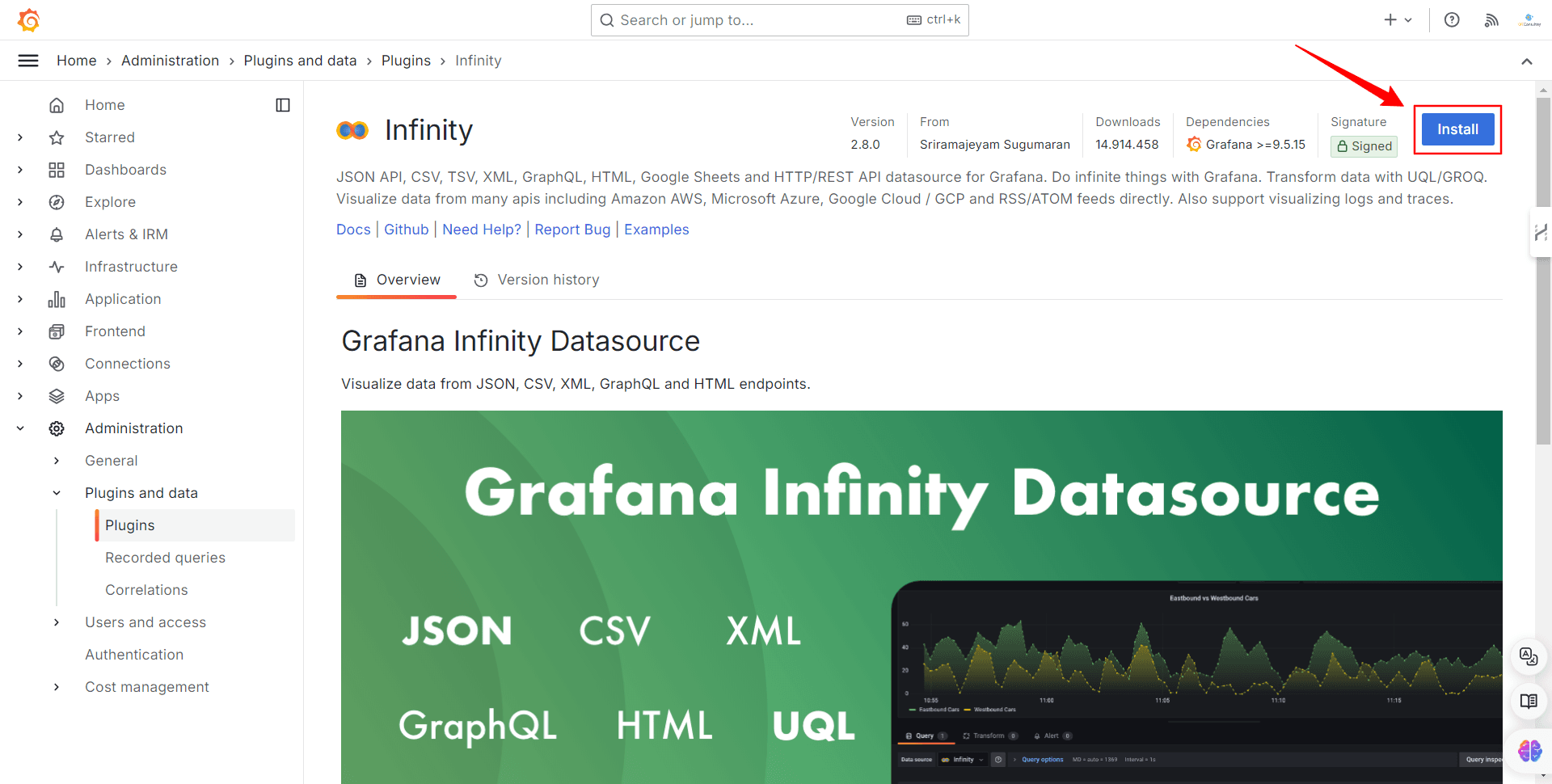 Figure 7 - Installing the Infinity Plugin