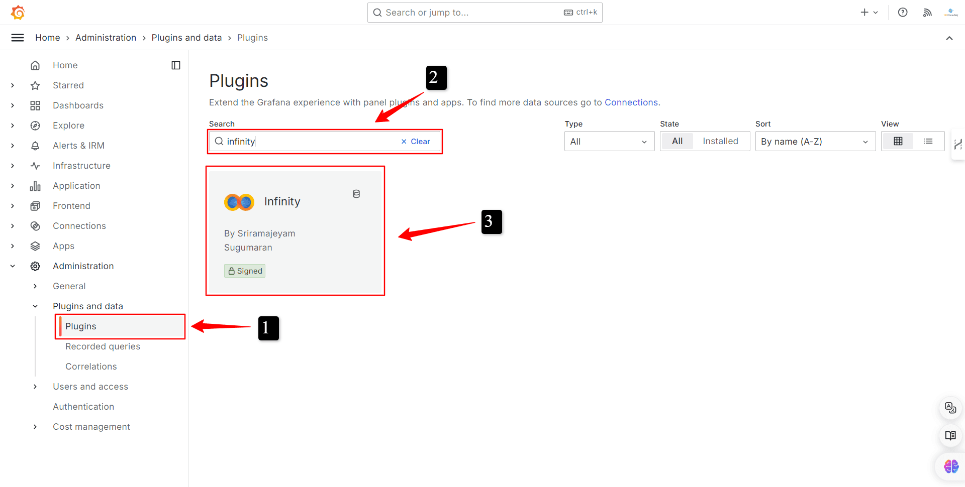 Figure 6 - Search for the Infinity Plugin